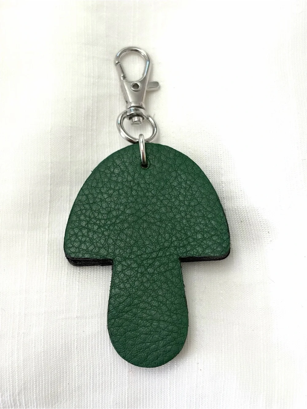 Upcycled COACH Green and Navy Mushroom Leather Key Tag